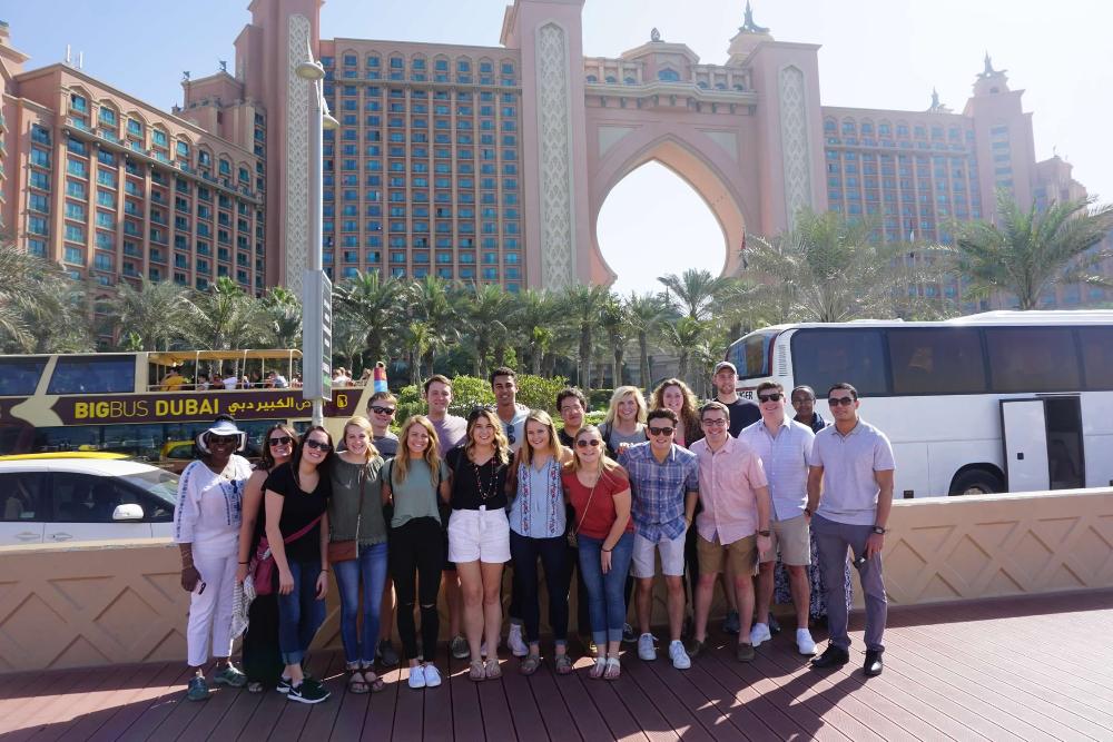 The group of students pose for a picture in Dubai. 