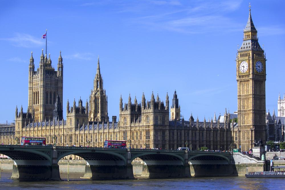 The Palace of Westminster and Big Ben in London.