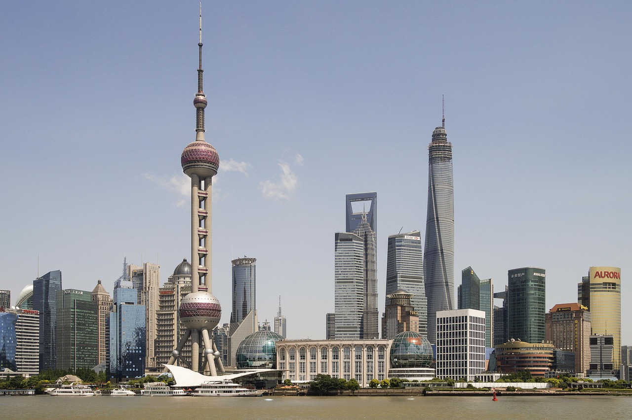 The skyline of Shanghai, China.