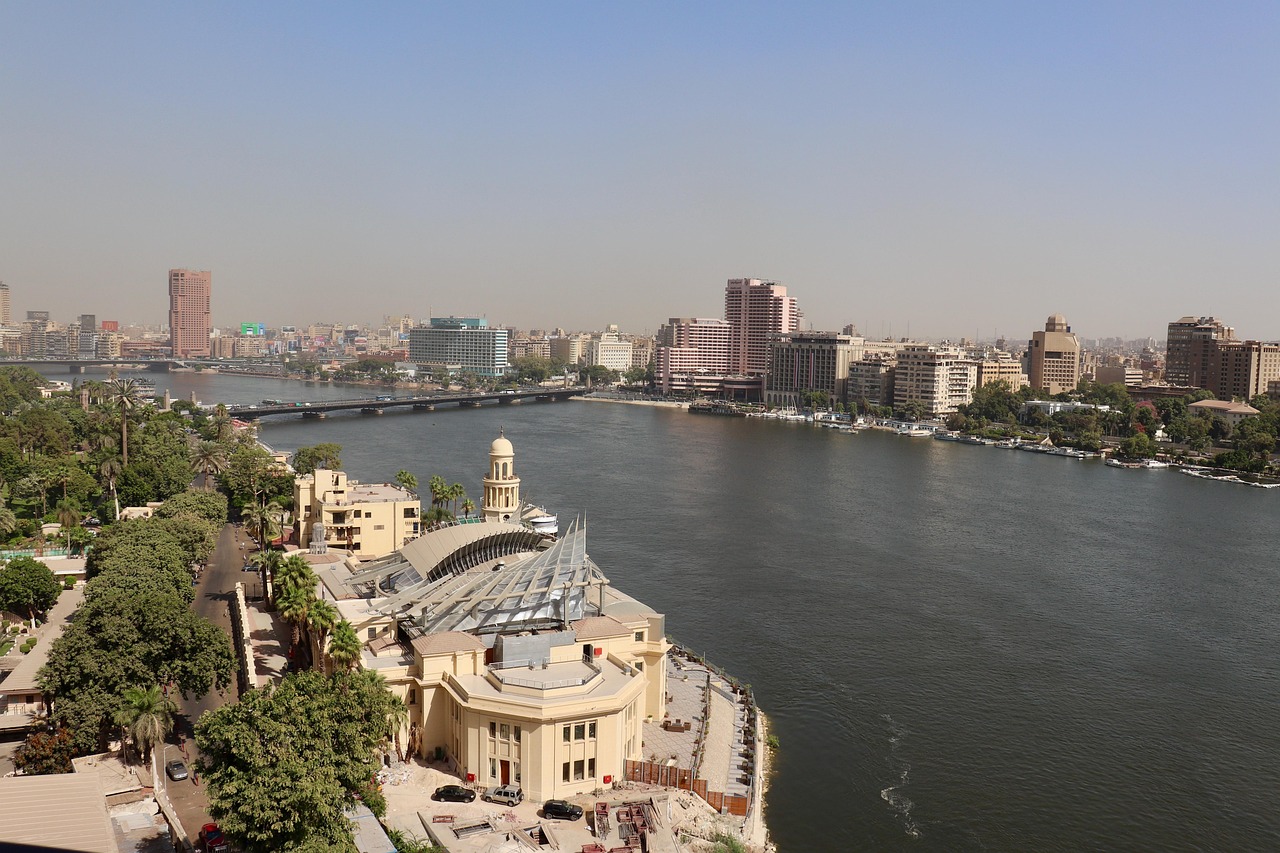 View of the Nile River and Cairo, Egypt